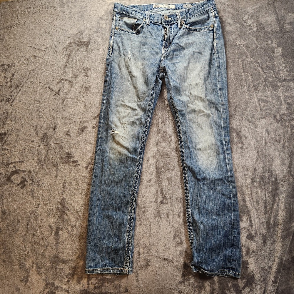 BKE Jeans Mens 33x30 Blue Asher Stretch Straight Leg Denim Casual Distressed